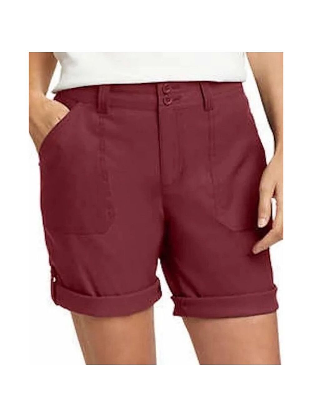 Eddie Bauer Rolled Hem Bermuda Shorts Size 8 Wine